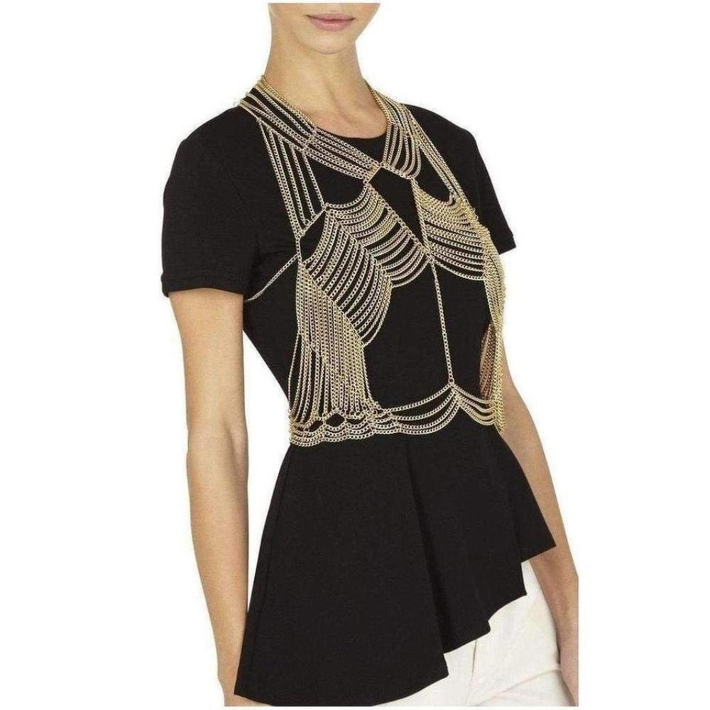 BCBGMAXAZRIA Gold Cutout Body Chain NWT!